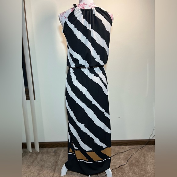 Kenneth Cole ZEBRA Black White Wide Stripe Maxi Dress size XXS FALL 2024 style - Picture 1 of 8